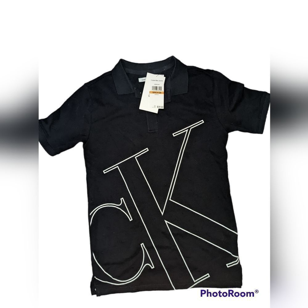 NEW Calvin Klein Jeans Polo Shirt size 8 Black and White